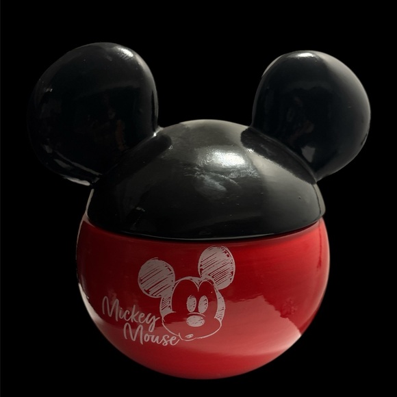 Disney Other - Disney Mickey Mouse Sculpted Ceramic Cookie Jar, Red, Black